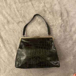 Charlie Lapson dark forest green colour genuine leather bag